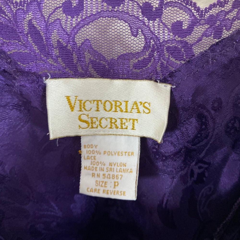 Vintage Gold Label Victoria Secret Slip Dress Purple XS Lace Feminine Floral - Picture 7 of 7